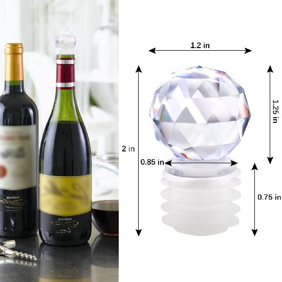 10Pcs Acrylic Bottle Stopper Decorative Wine Stoppers Crystal Clear With Airtight Silicone For Wine,Beverages,Soda,Champagne,Liquors,Oils