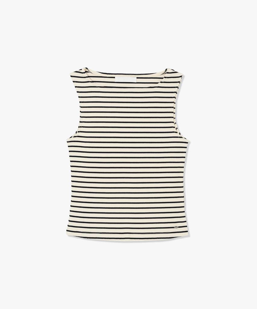 PLAC WOMEN Striped Boat Neck Sleeveless Top_3 Colors
