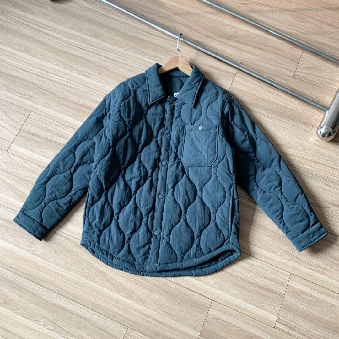 

Retro Fashion Loose Silhouette Quilted Shirt Style Workwear Cotton Padded Jackets Men s Autumn Winter Coats M темно-синий