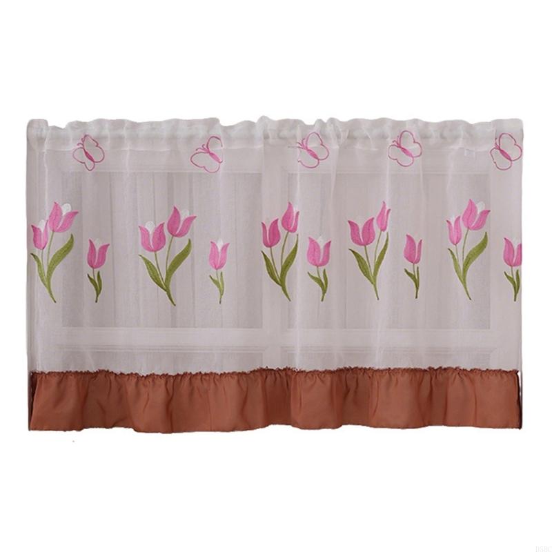 150x60cm Embroidered Flower Dot Curtain Polyester Fabric Light Filtering Window Decoration For Living Room Draps 150 60