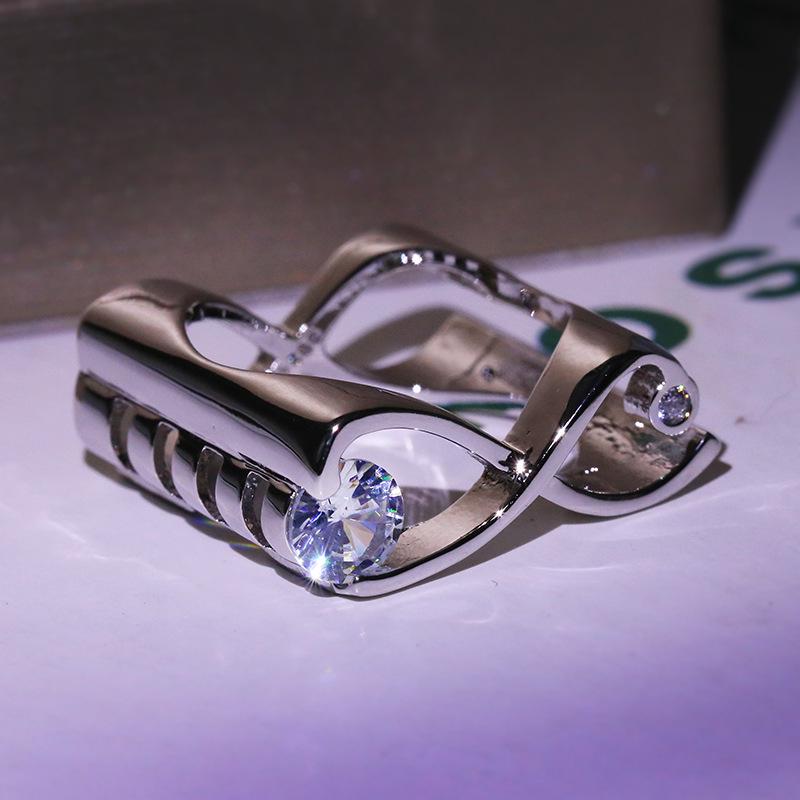 High Quality Light Mirror Polish White CZ Zircon Titanium Ring for Men and Women Wedding Party Engagement Ring