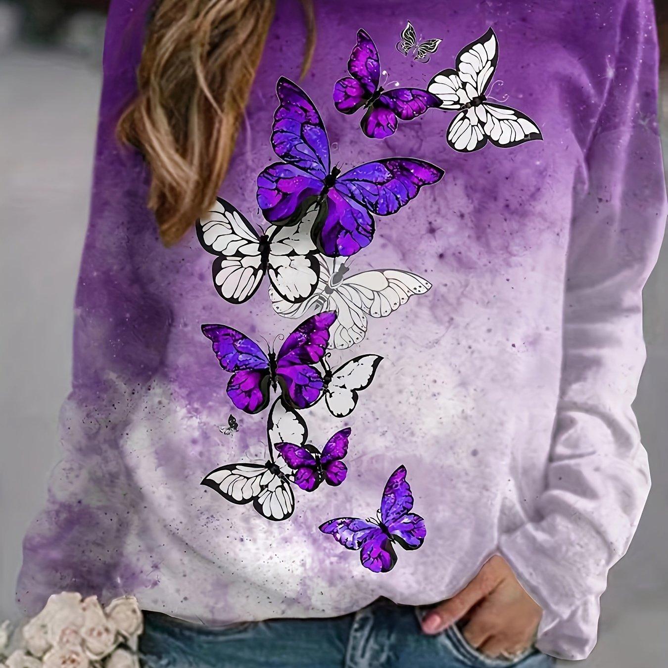 

Женская футболка, 3D-печать, круглый вырез, длинный рукав, повседневная, легкий топ, свежий, хип-хоп, большой размер, модный XXL темно-фиолетовый