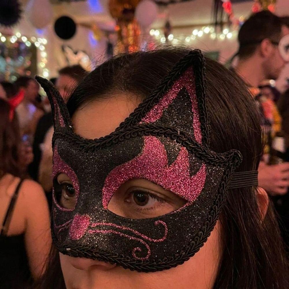3D Cat Texture Glitter Cat Half Face Mask Funny Cosplay Halloween Cat Party Eye Mask  Themed Party