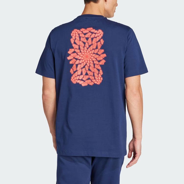 Adidas T Shirts Men's Dark Blue Crew Neck Moderate Straight Fit IM9868