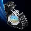 Men Business Casual Mechanical Watch Calendar Week Moon Phase Multifunctional Waterproof Luminous Stainless Steel Wristwatch