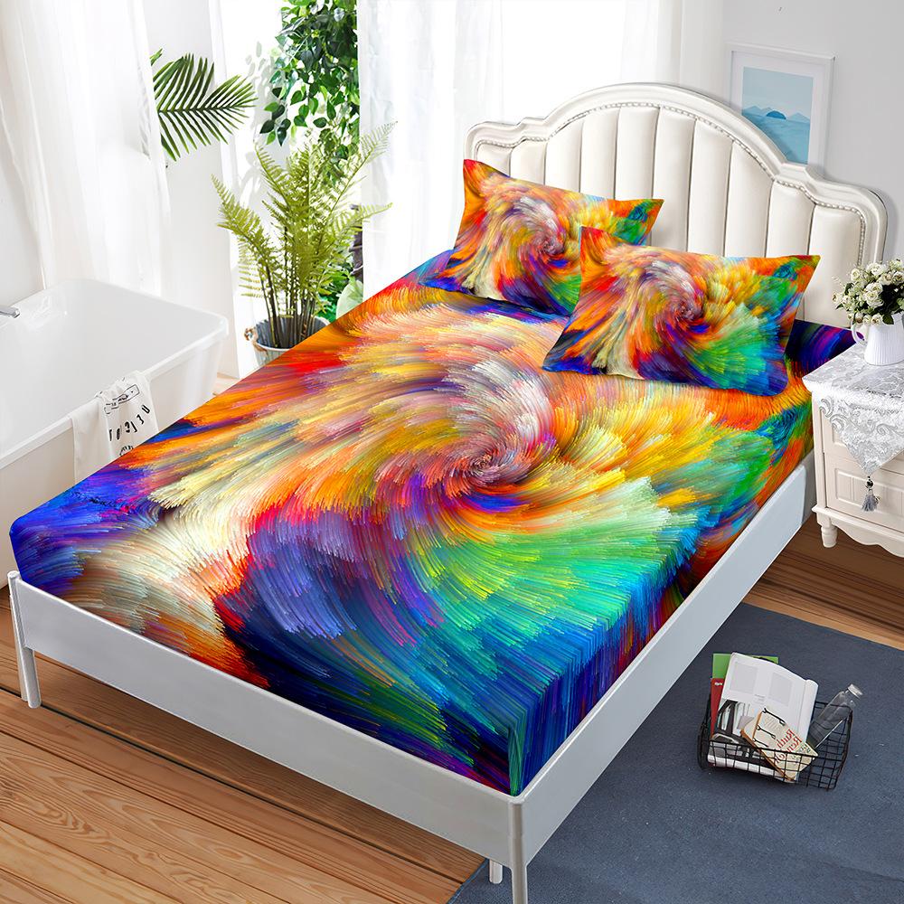 Three-Piece Mattress Set 3D Bedspread Digital Printing Pillowcase Mattress Protective Cover