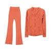 Women's Flare Pants & Jacket Set - Slim Fit Long Sleeve Outerwear for Running & Yoga