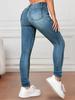 European & American Cross-Border Mid-Waist Washed Stretch Butt-Lifting Women's Skinny Jeans