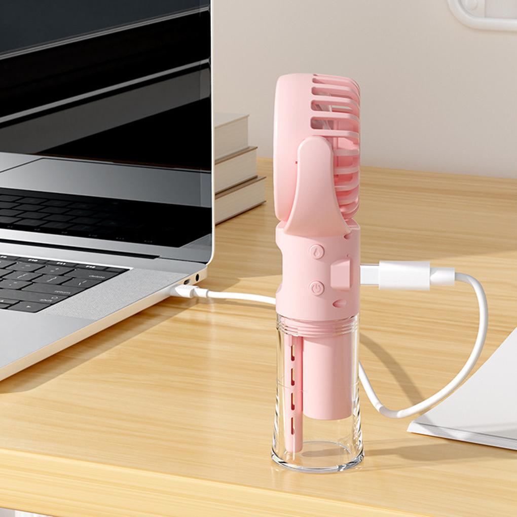 Portable Rechargeable Humidifier Fan 4-gear Wind Speed Regulation Beauty Moisturizing Mini Handheld