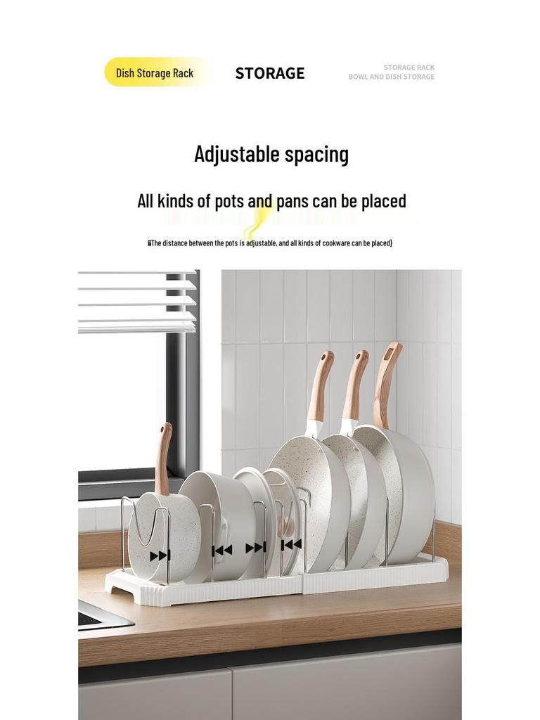 Telescopic Multi-Function Kitchen Rack for Pots, Lids, and Plates