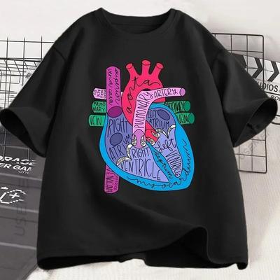 Heart Anatomy T Shirtunisex Doctor Cardiologist TShirt Nursing Tees Causal Short Sleeve Round Neck Tshirt Clothing