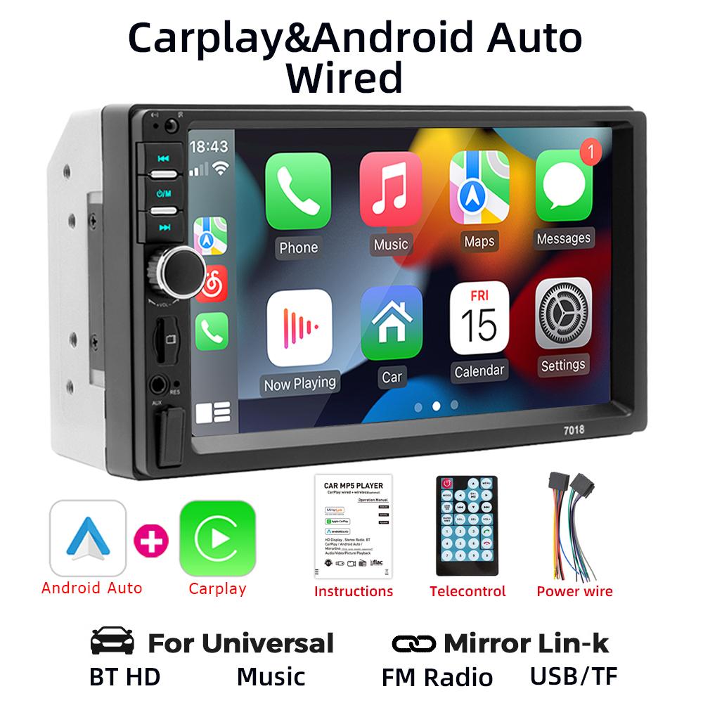 

HIPPBQCC 2 Din автомобильный радиоприемник 7 HD стерео приемник аудио MP5 мультимедиа FM USB TF плеер с Carplay Android Auto и Mirror Link