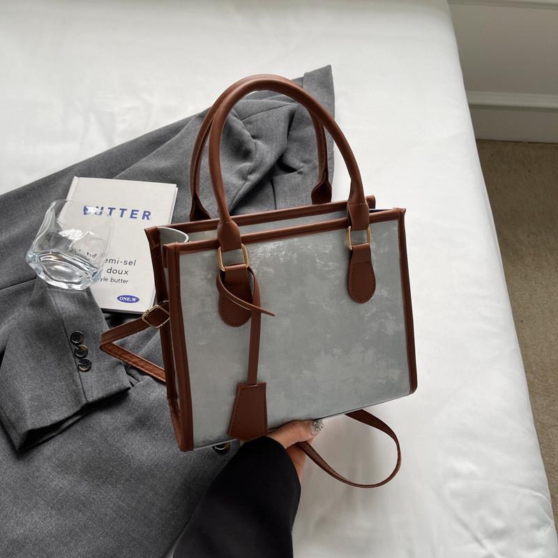 Trendy Korean Style Tote Bag For Women Stylish Casual Color Block Crossbody Bag 2024