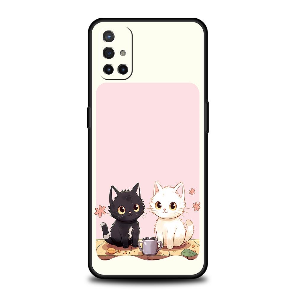 Cute Cartoon Black Cat Phone Case For OnePlus 15 13 12 11 10 9 8 15T 13T 10T 7T Pro 13R 12R 9RT 8T Nord 4 N10 2T CE 2 3 5G Cover