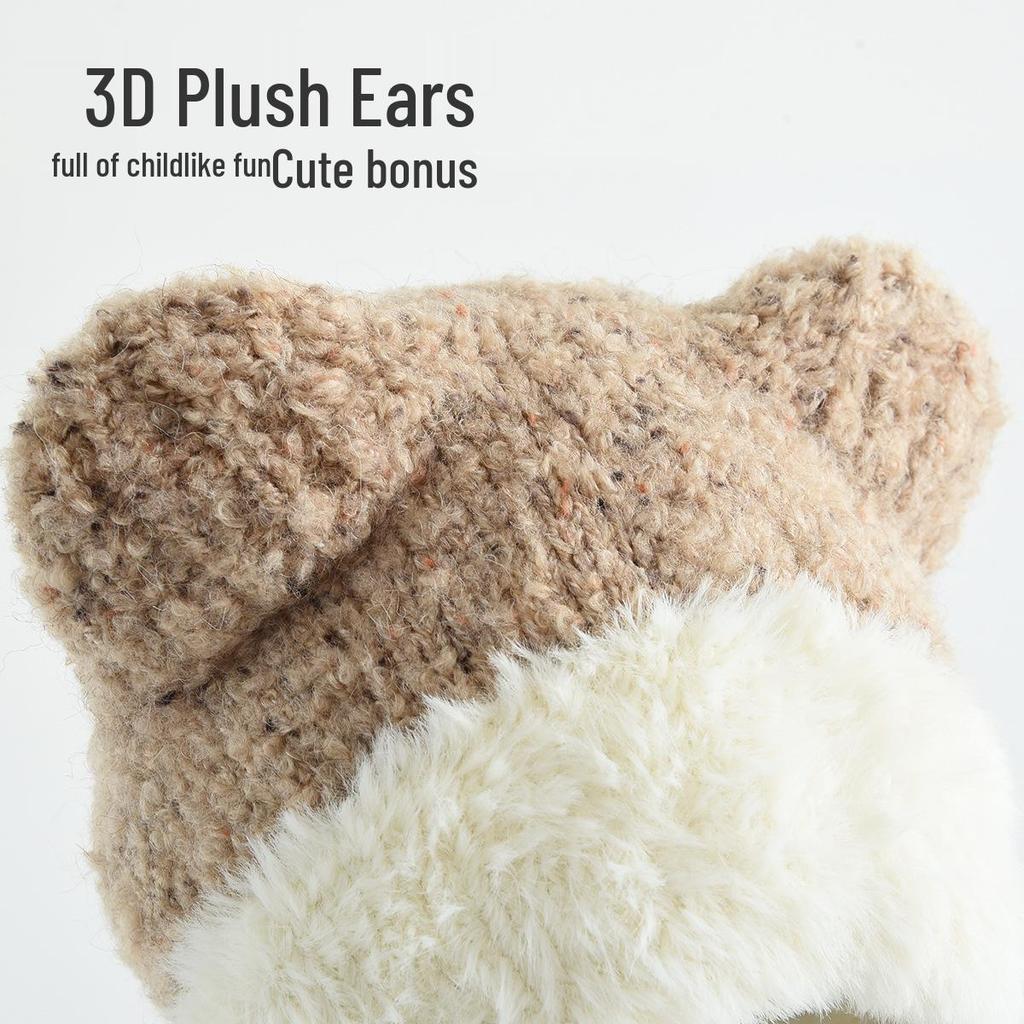 Girls' Knitted Wool Hat with Ear Protection - Warm and Windproof for Autumn and Winter Outings