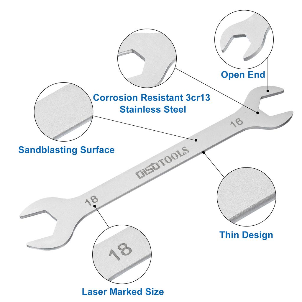 1/2pcs Thin Open End Wrench 5.5-32mm Metric Sandblasting Plated Stainless Steel Double Ended Slim Spanner for General Repairs