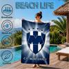 Monter-rey Football Crest Art Printed Microfiber Beach Towel, Soft And Absorbent, Quick-Dry, Ideal for Summer Travel, Beach Essential, Swimming Pool