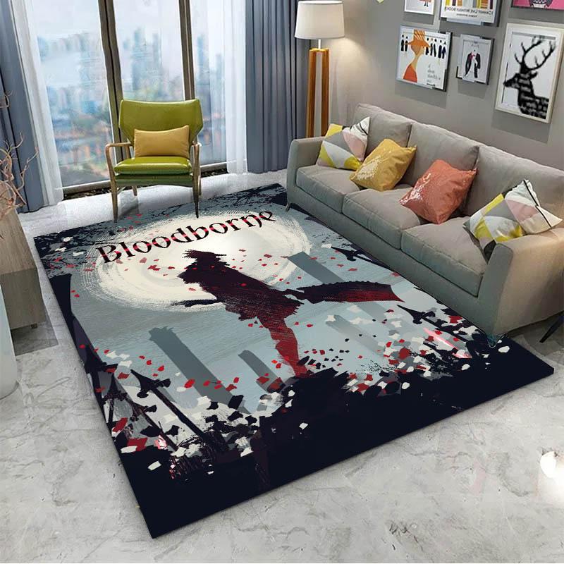 3D B-Bloodborne-S Classic Video Game Cartoon Carpet Rug Art for Room Decor Sofa Halloween Gifts Fans Area Rug Non-slip Floor Mat