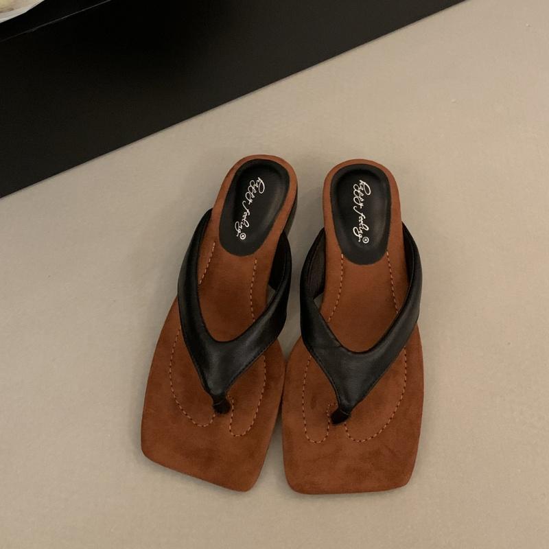 

Мода Bailamos 2025 Летние женские шлепанцы Модные с узкой перемычкой Женские на квадратном каблуке Уличные нарядные сандалии Элегантные шлепанцы Пляжные слайды 40 чёрный