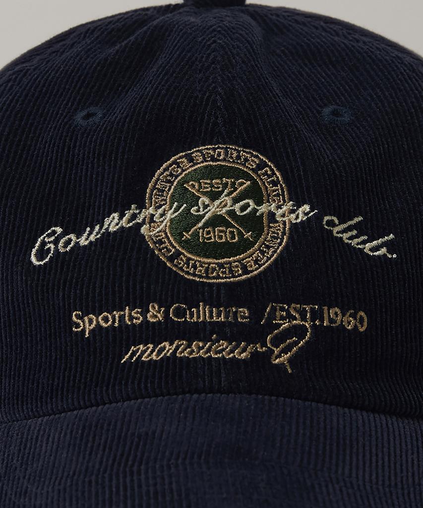 Kyuseu Lettering Corduroy Ball Cap - Navy
