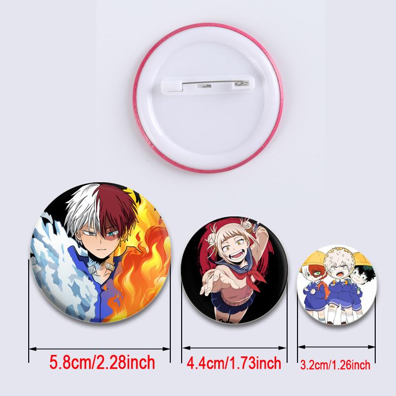 32/44/58mm Anime My Hero Academia Brooch Midoriya Izuku Bakugou Katsuki Todoroki Shoto Cartoon Badge Accessories Jewelry Gift Handmade Round Pins