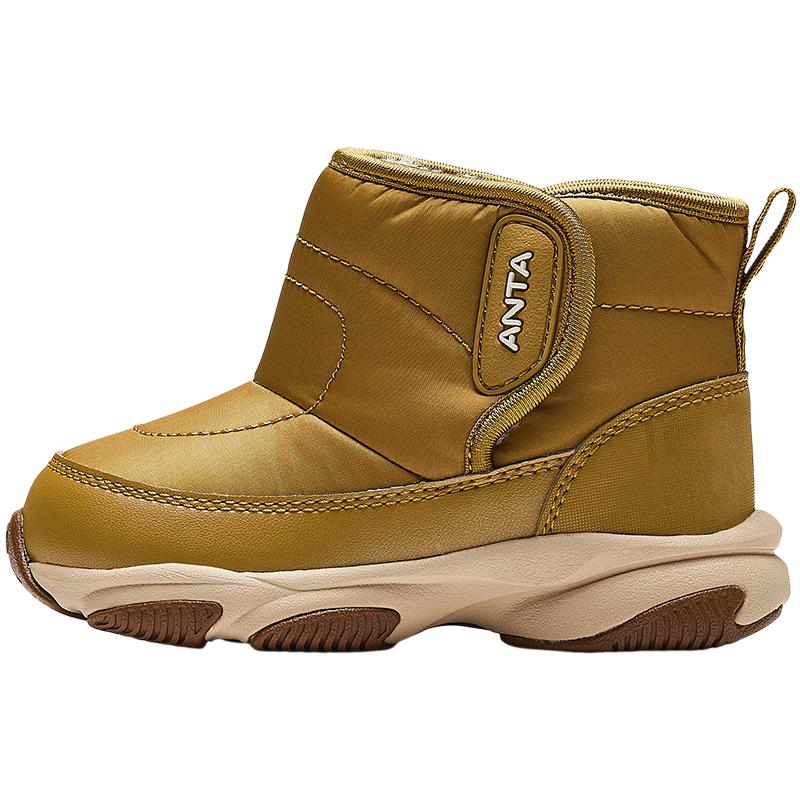 Anta Kids Synthetic Leather Fashion Versatile Non-Slip Warm High-Top Walking Shoes Baby Shoes Sandy-Brown A12440057-1
