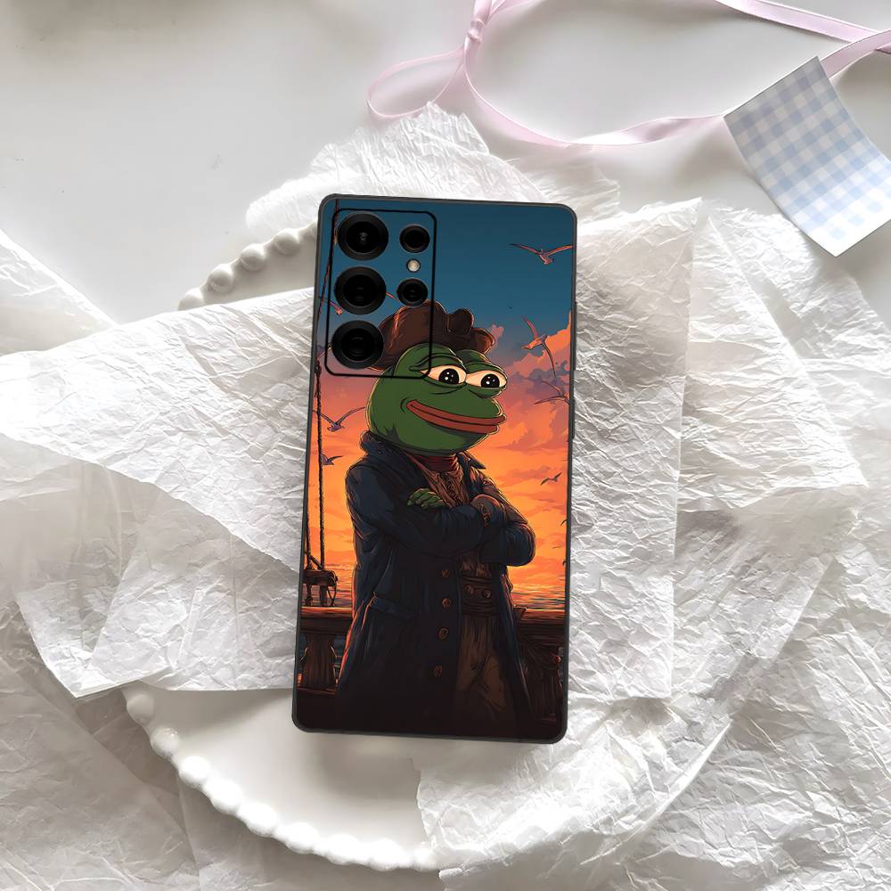 

Чехол для телефона с мультяшным лицом лягушонка P-Pepes для Samsung S 24 Fe 25 Ultra Plus 20 Lite 21 30 22 23 24 22 Ultra 5G Fundas Samsung S20 ULTRA 5G
