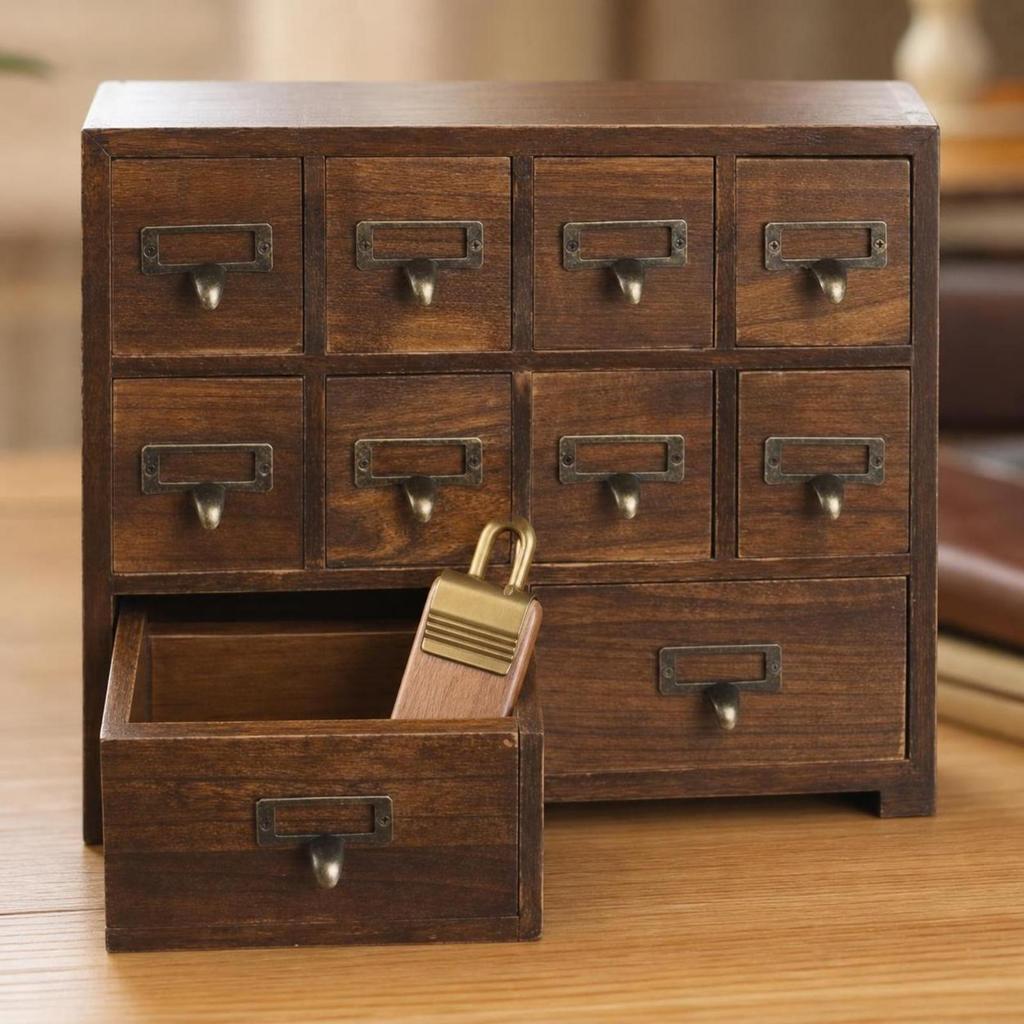 Apothecary Cabinet with Drawers Vintage Organizer Tabletop for Crafters