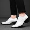 Men White Red High Heels Wingtip Black Leather Derby Wedding Dress Dance Business Formal Elevator Shoes Height Increase Shoes Plus Size