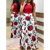 Damen Plus Size Kleid Bedruckt Kurzarm Rundhals Langes Kleid