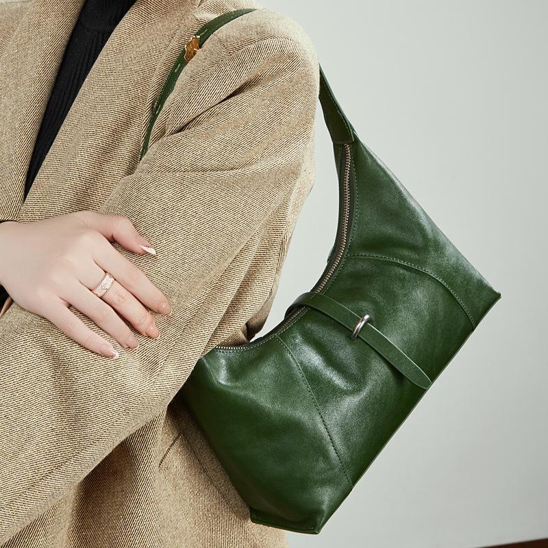 Genuine Leather Niche Retro Dumpling Bag Single-shoulder Underarm Baguette Bag