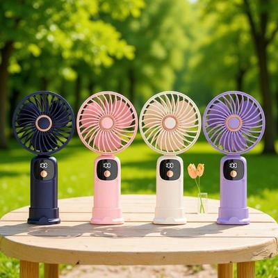 USB Mini Handheld Fan with LED Display - Portable Gift for Students and Dorm Rooms