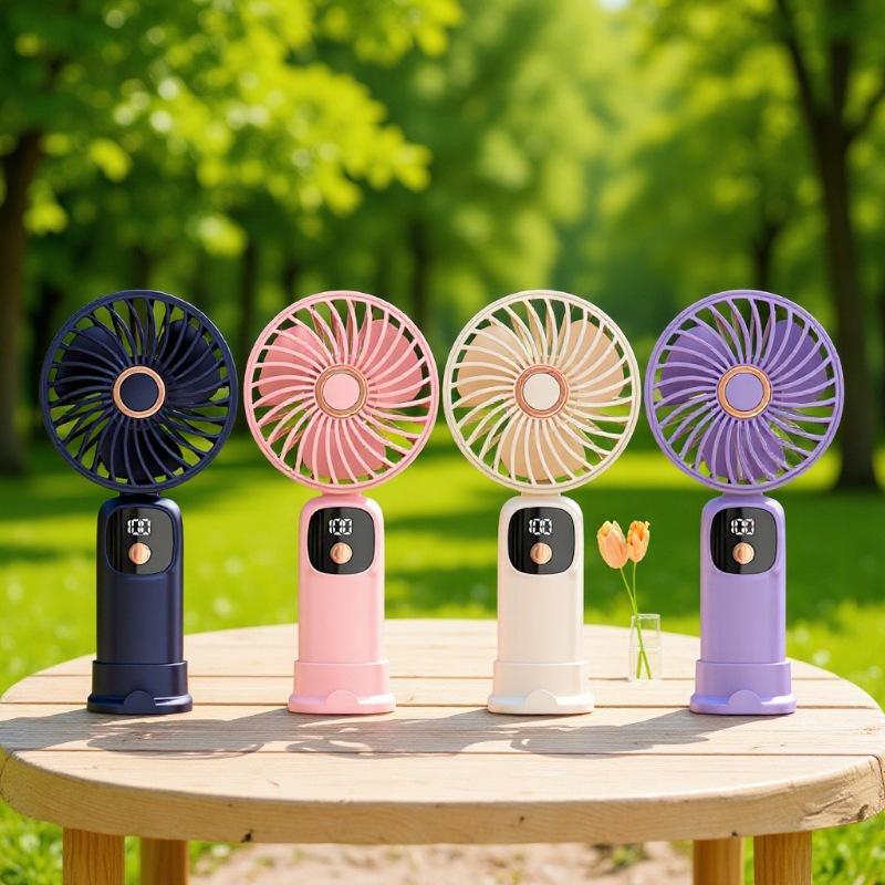 USB Mini Handheld Fan with LED Display - Portable Gift for Students and Dorm Rooms