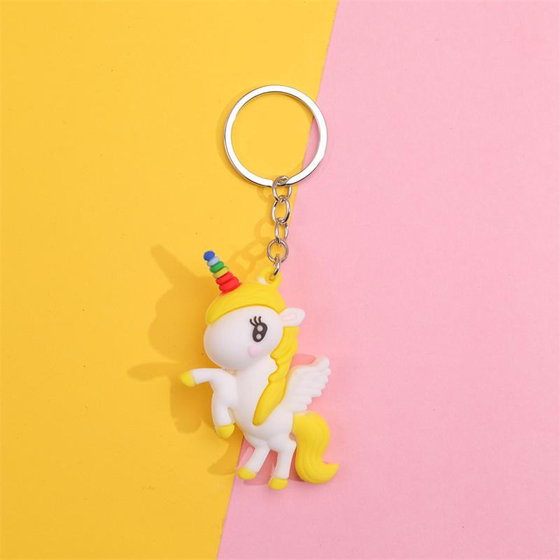 Cartoon Einhorn Schlüsselanhänger Zubehör Tasche Anhänger Niedlich Lustig Rucksack Anhänger Schlüsselring Dekor Geschenke Für Freunde PVC Simulation Einhorn