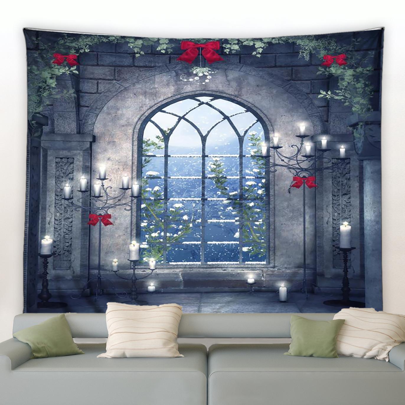 

Зимняя снежная сцена Рождественская елка лес природа пейзаж гобелен украшения настенный ретро гобелен тапиз 200X150CM