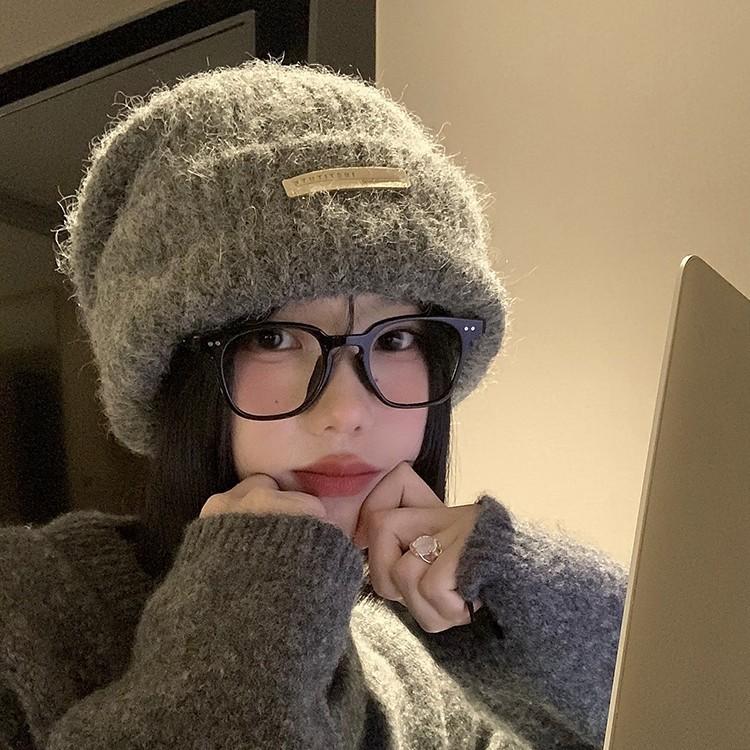 Japanese Sweet and Cute Big Head Surround Baotou Hat Fashionable Versatile Knit Hat Autumn and Winter Hat Women's Warm Wool Hat