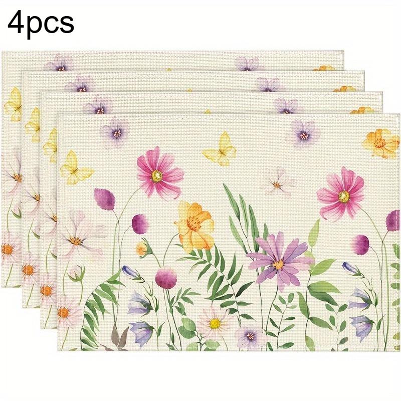 

4pcs Floral Butterfly Placemats Summer Parties and Seasonal Dining Decor Wedding Easter Decor Outdoor Picnics Dining Decoration 30x45cm