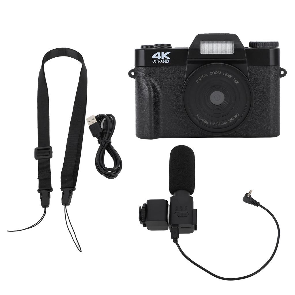 4K Digital Camera 16x Digital Zoom 48MP Vlogging Camera with 3.0 Inch IPS Screen for Photography Support Micro Memory