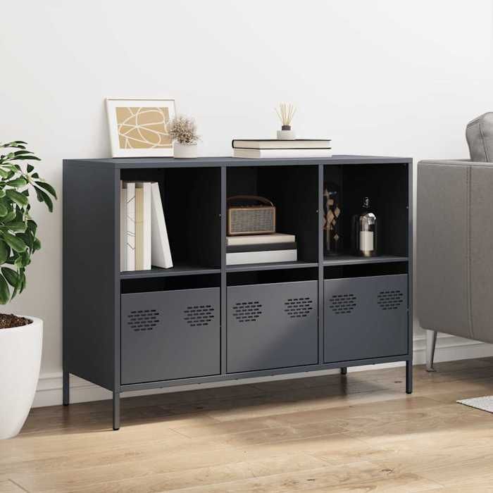 VidaXL Buffet anthracite 101,5x39x73,5 cm acier laminé à froid, meuble de rangement, meuble de rangement de cuisine, meuble 851366