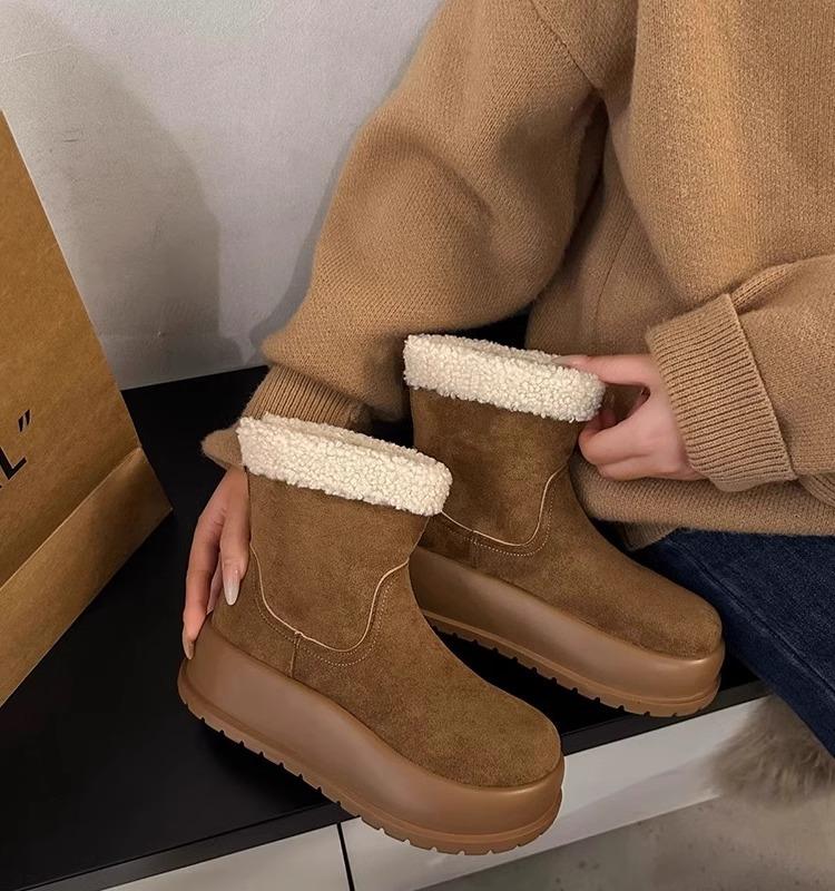 Small thickened cotton shoes platform snow boots women's new winter velvet warm zipper short boots