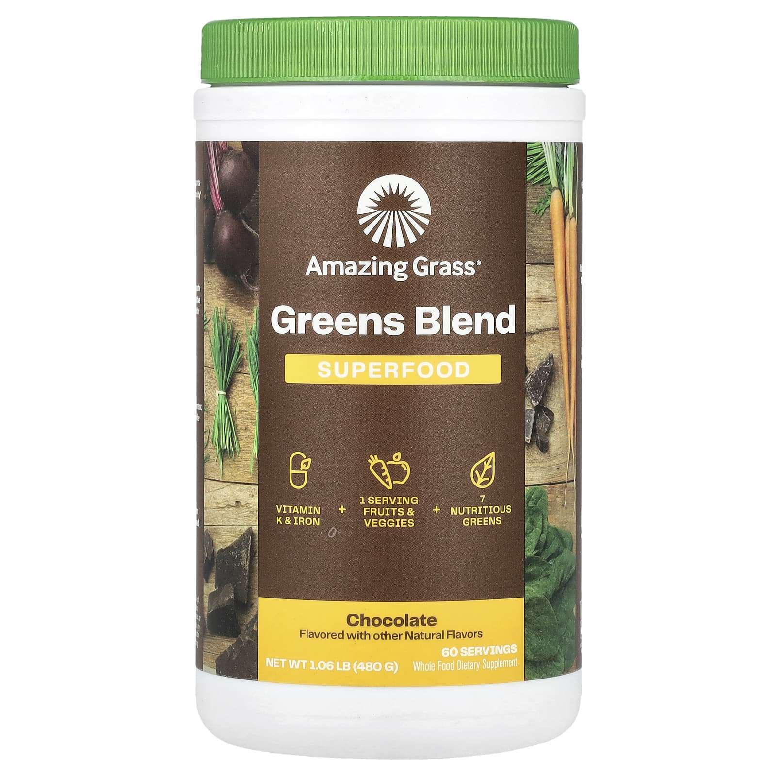 

Greens Blend Superfood, Chocolate Flavor, 480G(1.06Oz)