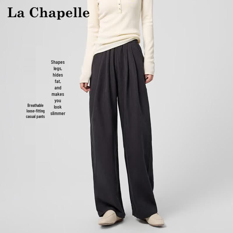La Chapelle Women's High-Waisted Wide-Leg Versatile Suit Pants