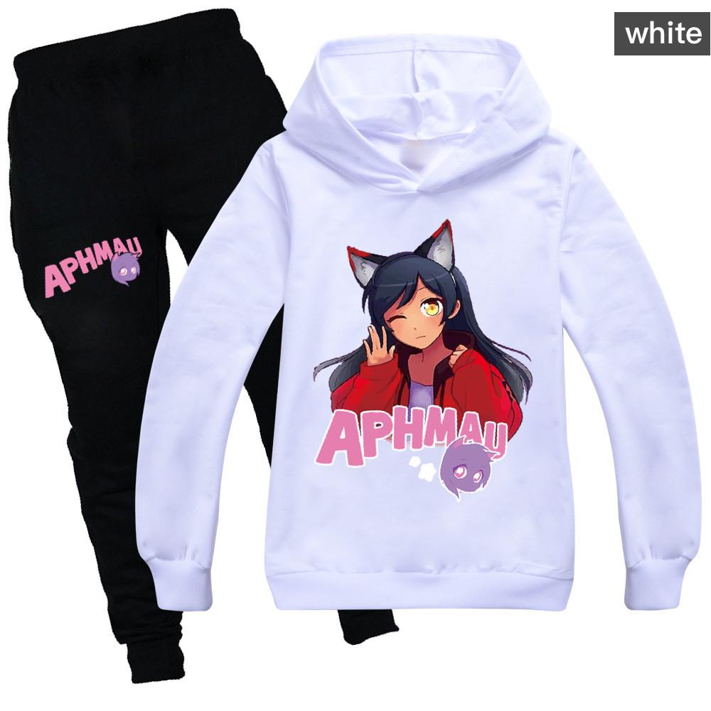 Felpa con Cappuccio e Pantaloni Lunghi in Cotone con Stampa Aphmau per Bambini, Set per Giocare in Inverno e Primavera