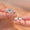 Platinbeschichtete Sterlingsilber Gold Diamantbesetzte Unisex Partnerringe - Leichter Luxus High-End Offenes Design