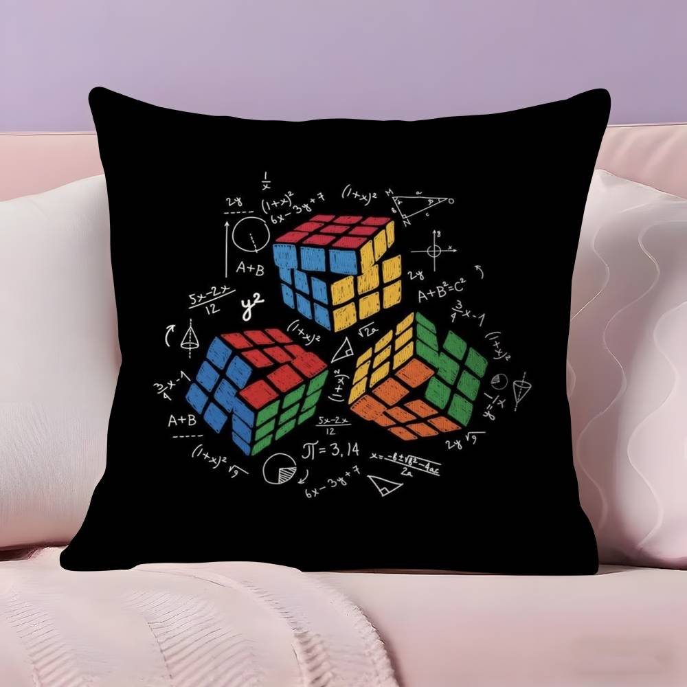 Polštářek R-Rubik C-Cube Potah na polštář Ultra měkká tkanina šetrná k pokožce Pohodlí jako v oblacích & Skrytý zip