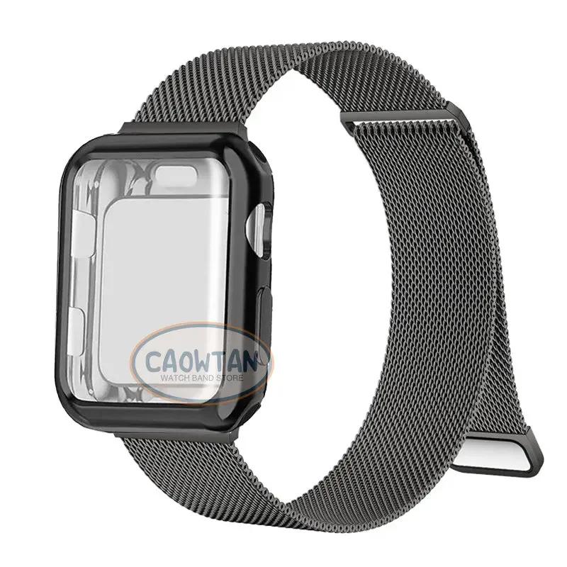 Milanese Case+Strap for Apple Watch Band Ultra 49MM 41mm 40mm 44mm 38 42mm TPU Screen Iwatch Series10 9 8 7 6 SE 5 4 Correa 45mm