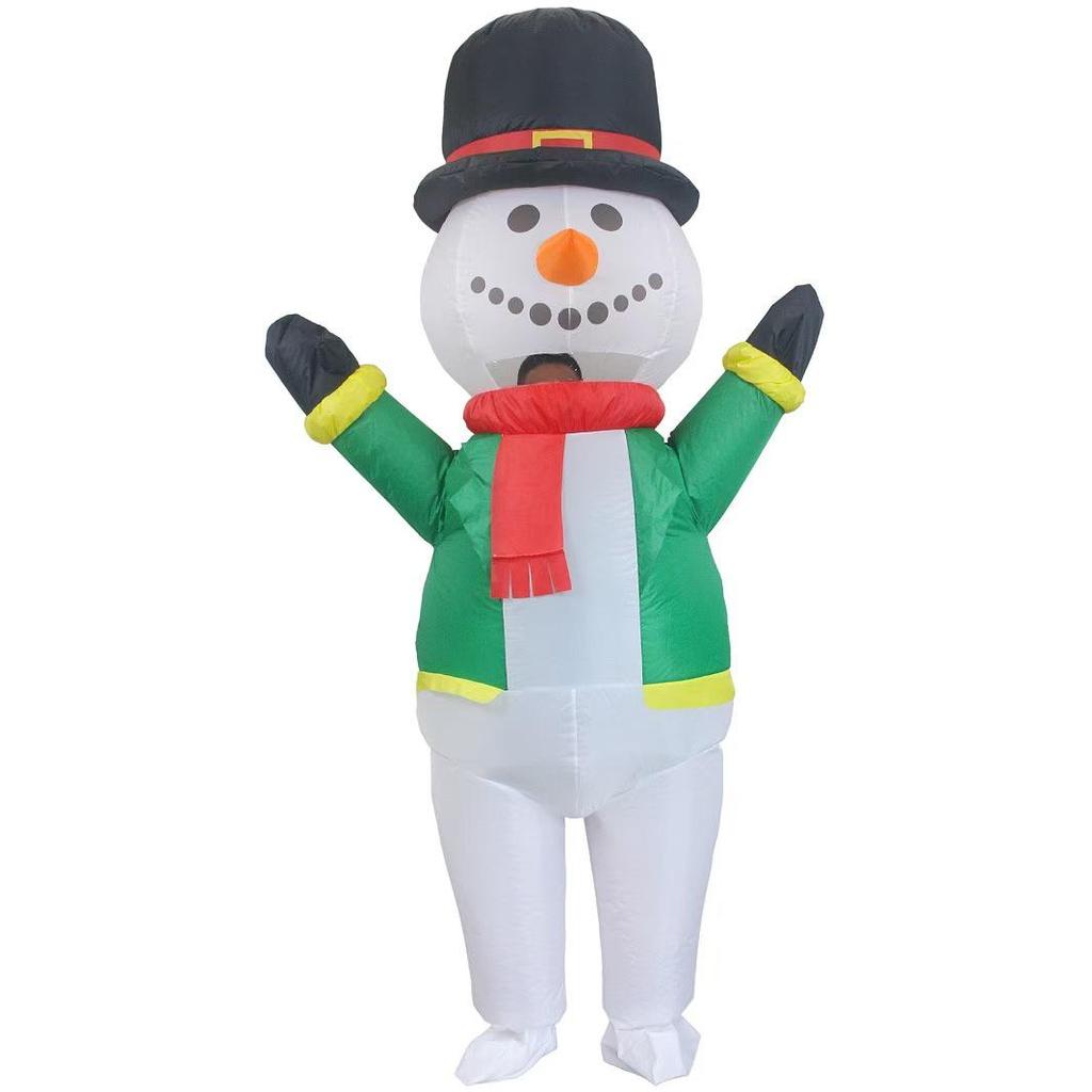 Christmas Riding Reindeer & Gingerbread Man Dinosaur Inflatable Costumes