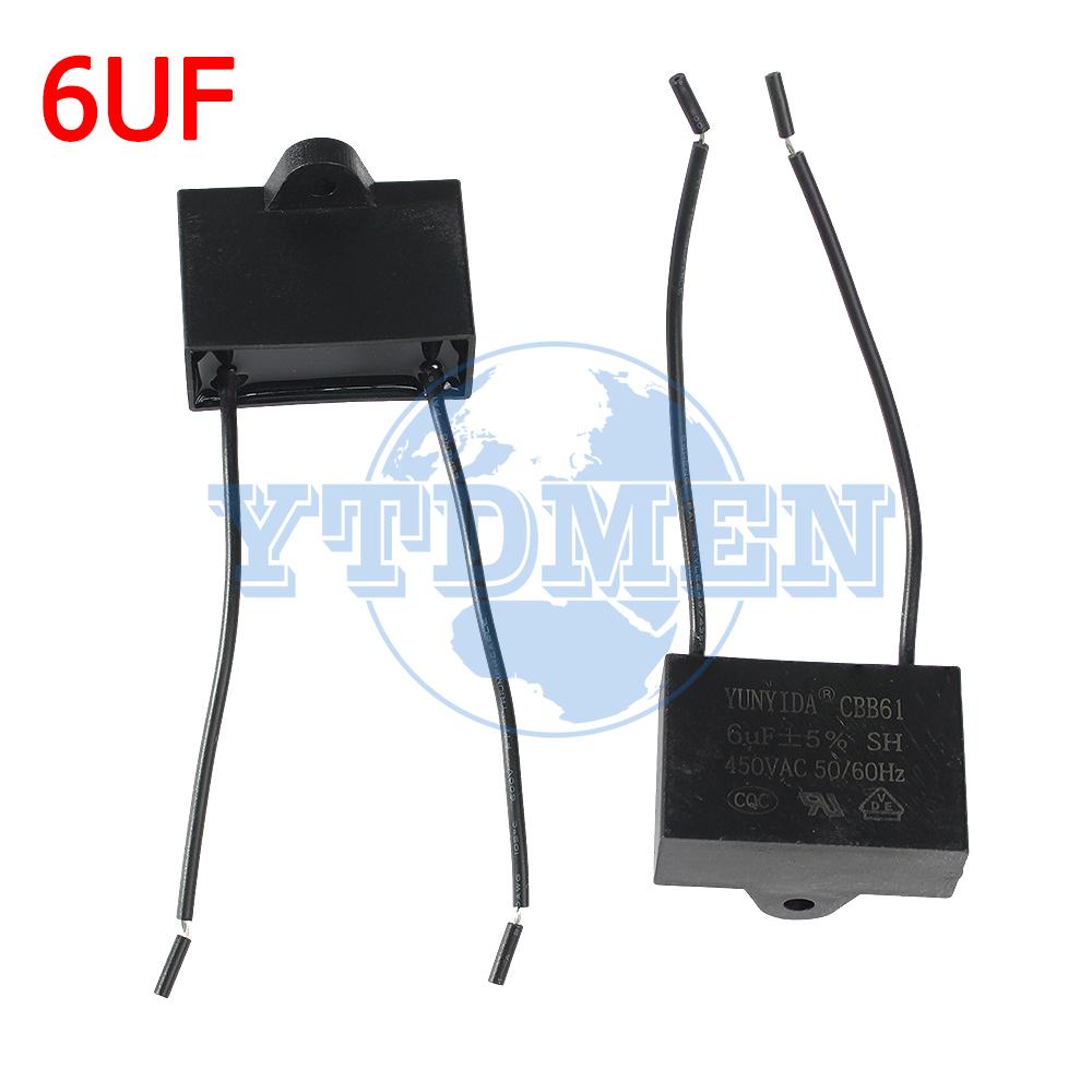1/2/5 ST CBB61 Motorkörningskondensator 450V AC Fläktkondensatorer 0.8/1/1.2/1.5/1.8/2/2.5/4/5/6/8/10UF för Takfläkt & Luftkonditionering