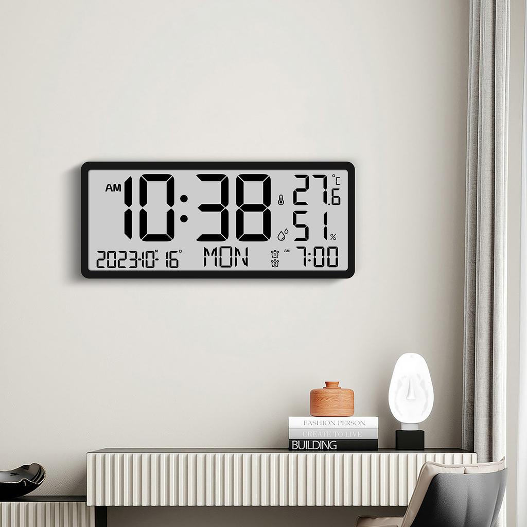 Creative LCD Multifunctional Wall Clock Living Room Clock Simple Modern Alarm Clock Large Screen New Electronic Clock