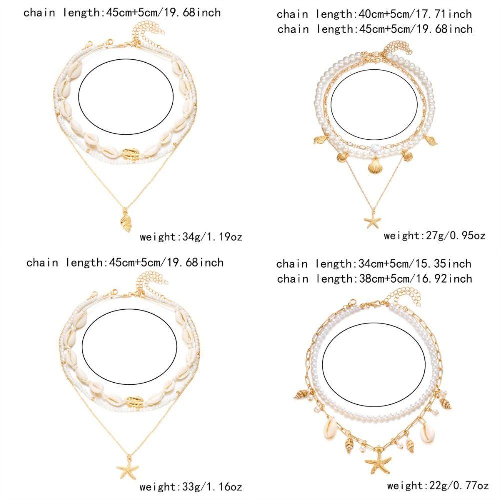 Pearl Shell Necklace Multilayer Seashell Choker New Sweater Chain Jewelry